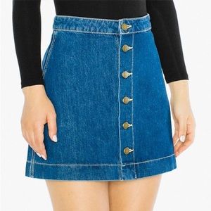 American Apparel Denim Button Front A-Line Skirt Small